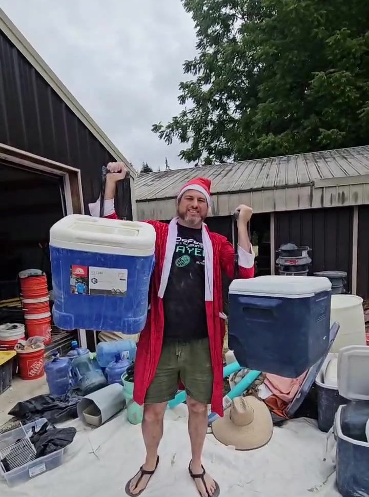 Santa flexing over the cooler stack